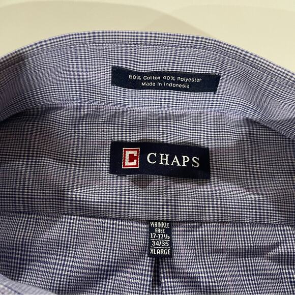 Chaps Blue Plaid Striped Long Sleeve Button Down Shirt Size XL - Picture 5 of 8